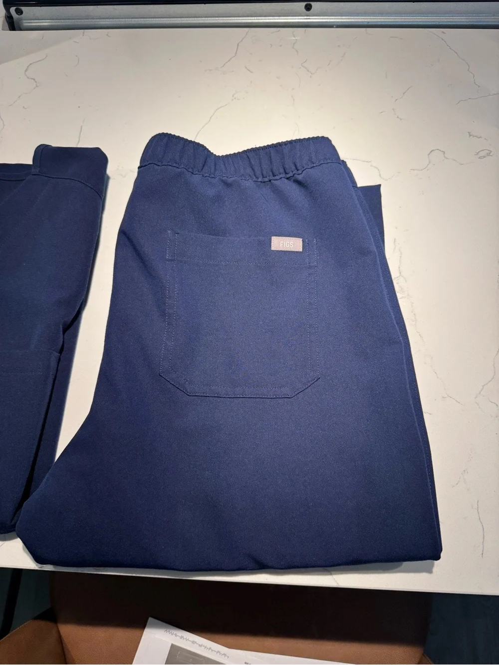 Figs Navy Drawstring Waist Straight-Leg Pants